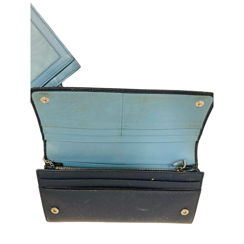 PRADA Blue Continental Saffiano-Textured Leather Long Wallet - Picture 9 of 9